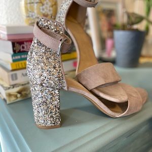 Size 10 Faux Suede and Glitter Heels